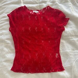 Super down Red Lace Top